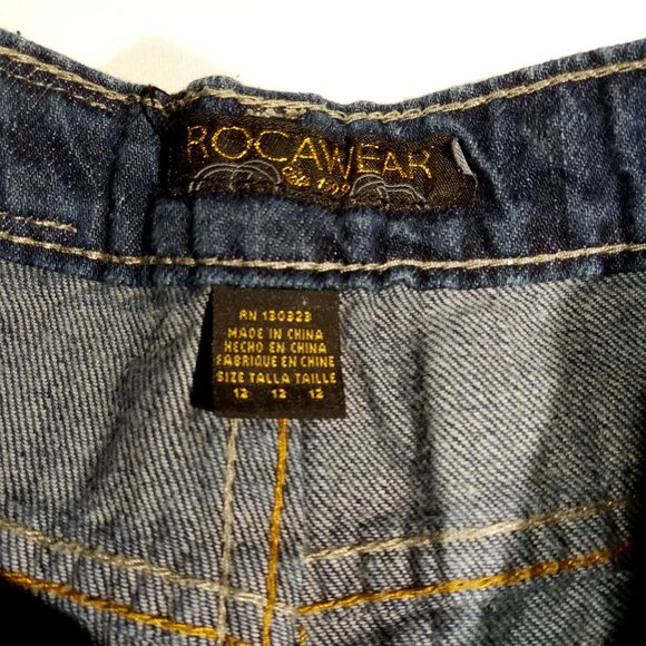 ROCAWEAR JEANS Girls 14 3 Pair Lot 2 Denim 1 Black Metallic Stitch Slim Leg - Picture 8 of 12